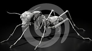 Black And White 3d Ant Creature Artwork In Fritz Henle Style