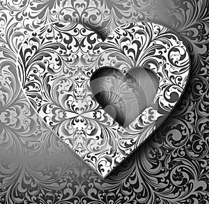 Black/white 3D heart illustration
