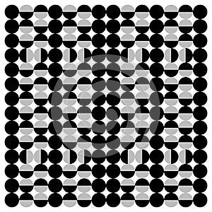 Black and white 60s and 70s vibes Vintage Geo Art dots Pattern Vector illustration. Trendy monochrome background pattern.