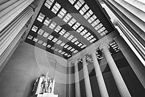 Black White Abraham Lincoln Statue Memorial Washington DC