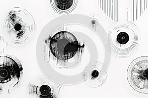 Abstract Black and White Circular Art Design Stock Photo