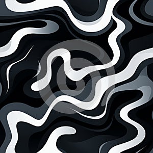 Black and white abstract background with smooth lines. Modern, retro, and creative design for versatile projects. Geometric shapes