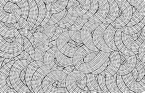 Black and white abstract, background, spiral circles and swirls. Psychedelic optical illusion. Vector illustration.