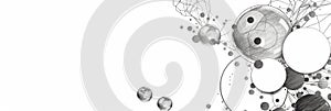 Black and White Abstract Banner with Circles for LinkedIn, Facebook, AI Generated photo