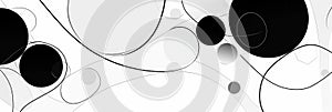 Black and White Abstract Banner with Circles for LinkedIn, Facebook, AI Generated photo