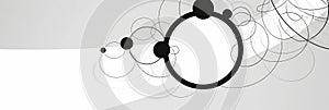 Black and White Abstract Banner with Circles for LinkedIn, Facebook, AI Generated photo