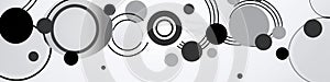 Black and White Abstract Banner with Circles for LinkedIn, Facebook, AI Generated photo