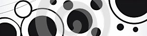 Black and White Abstract Banner with Circles for LinkedIn, Facebook, AI Generated photo