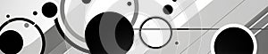 Black and White Abstract Banner with Circles for LinkedIn, Facebook, AI Generated photo