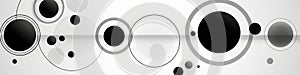 Black and White Abstract Banner with Circles for LinkedIn, Facebook, AI Generated photo