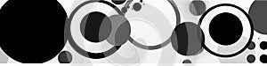 Black and White Abstract Banner with Circles for LinkedIn, Facebook, AI Generated photo