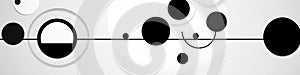 Black and White Abstract Banner with Circles for LinkedIn, Facebook, AI Generated photo