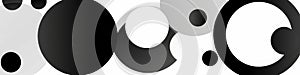 Black and White Abstract Banner with Circles for LinkedIn, Facebook, AI Generated photo