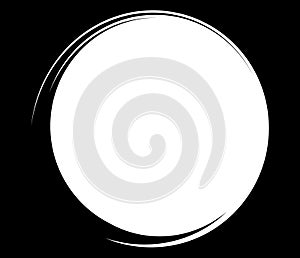 Black and white abstract circles. Circular spiral, swirl, twirl and whirl design elements
