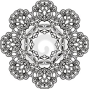 Black and white abstract circular pattern mandala.