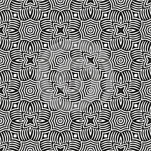 Black and white abstract background.Abstract striped textured geometric tribal seamless pattern. Vector black and white background