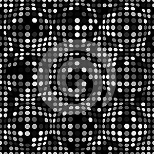 Black and white abstract dotted seamless pattern. Texture with spheres, billowy dots for your designs. photo