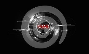 Black White Abstract Futuristic Technology Background with Red Digital number timer concept and countdown, vector illustration