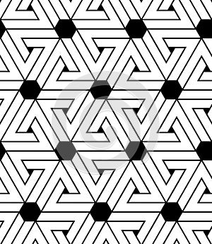 Black and white abstract geometric seamless pattern. Vector