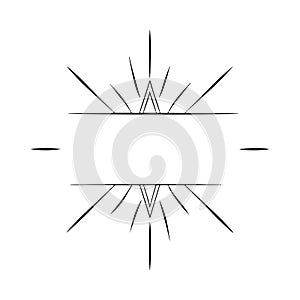 Black and white abstract geometric sunburst frame with central empty space border