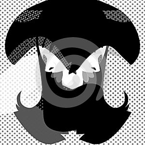 Black and white abstract illustration.
