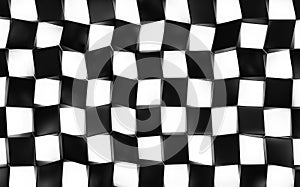 Black and white abstract image of cubes background. 3d render