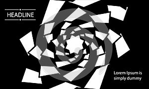 Black and white abstract line. Dark abstract tech wavy background. Geometric vector design.