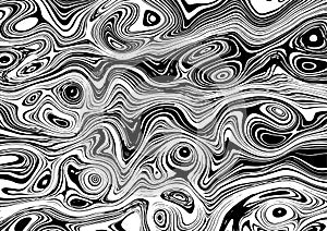 Black and white abstract liquify lines background. Liquid acrylic marble texture. Random chaotic Grunge overlay. Vector