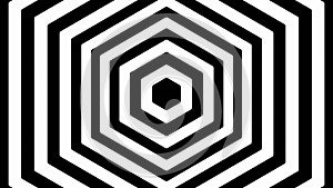 Black and White abstract pattern of hexagon with the effect of displacement seamless loop.