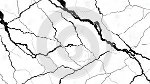 Black and white abstract patterns resembling cracks on a surface