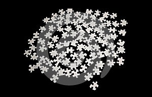 Black and white, abstract puzzles, on a black background. photo