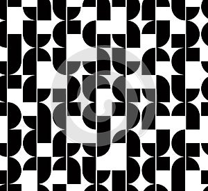 Black and white abstract seamless pattern, vector contrast regular background.