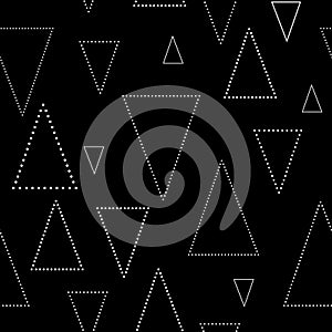 Black and white abstract simple doted triangles geometric seamless pattern, vector