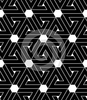 Black and white abstract textured geometric seamless pattern. Ve