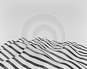 Black and white abstract wave. minimal pattern. 3d rendering