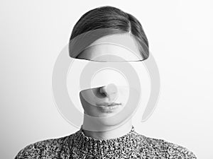 Black and White Abstract Woman Portrait Of Identity Theft