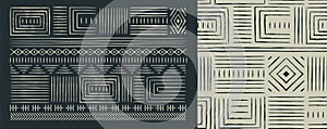 Africa tribal art black white seamless pattern set