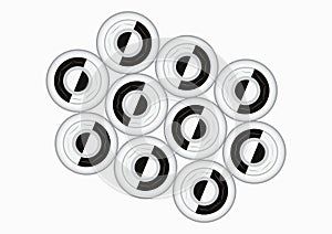 Black and white, alignment of abstract button, vector graphic design