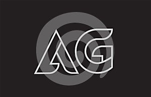 black and white alphabet letter ag a g logo combination