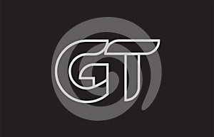 black and white alphabet letter gt g t logo combination photo