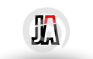 black white alphabet letter ja j a logo icon design photo