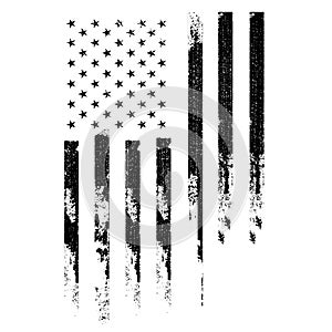 Black and white American flag distressed