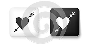 Black and white Amour symbol with heart and arrow icon isolated on white background. Love sign. Valentines symbol