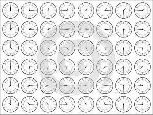 Black and White Analog Clocks Showing Time photo