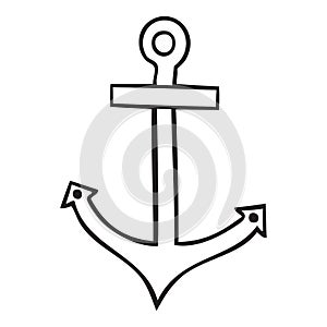 Black and white isolated anchor vector icon