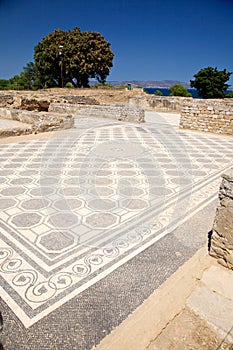 Black and white ancient mosaic floor photo