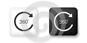 Black and white Angle 360 degrees icon isolated on white background. Rotation of 360 degrees. Geometry math symbol. Full