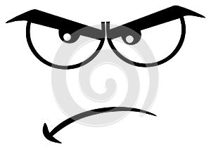 Black And White Angry Cartoon Funny Face With Grumpy Expression