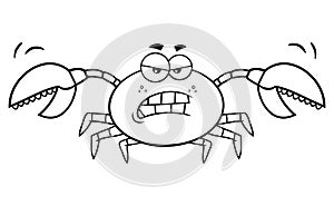 Black And White Angry Crab Cartoon Mascot Character
