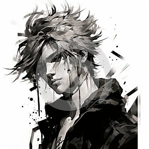 Black And White Anime Drawing Of Patrick In Yoji Shinkawa Style